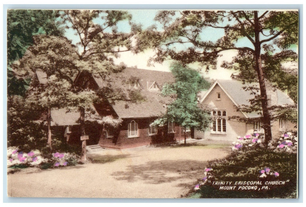 c1950's Trinity Episcopal Church Mount Building Pocono Pennsylvania PA Postcard