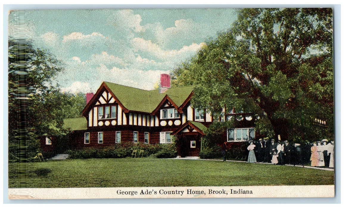 c1910s George Ade's Country Home Exterior Brook Indiana IN Unposted Postcard
