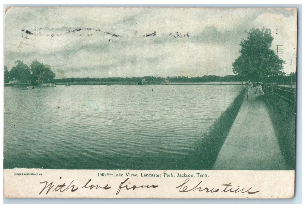 1907 Lake View Trees Lancaster Park Jackson Tennessee TN Posted Vintage Postcard