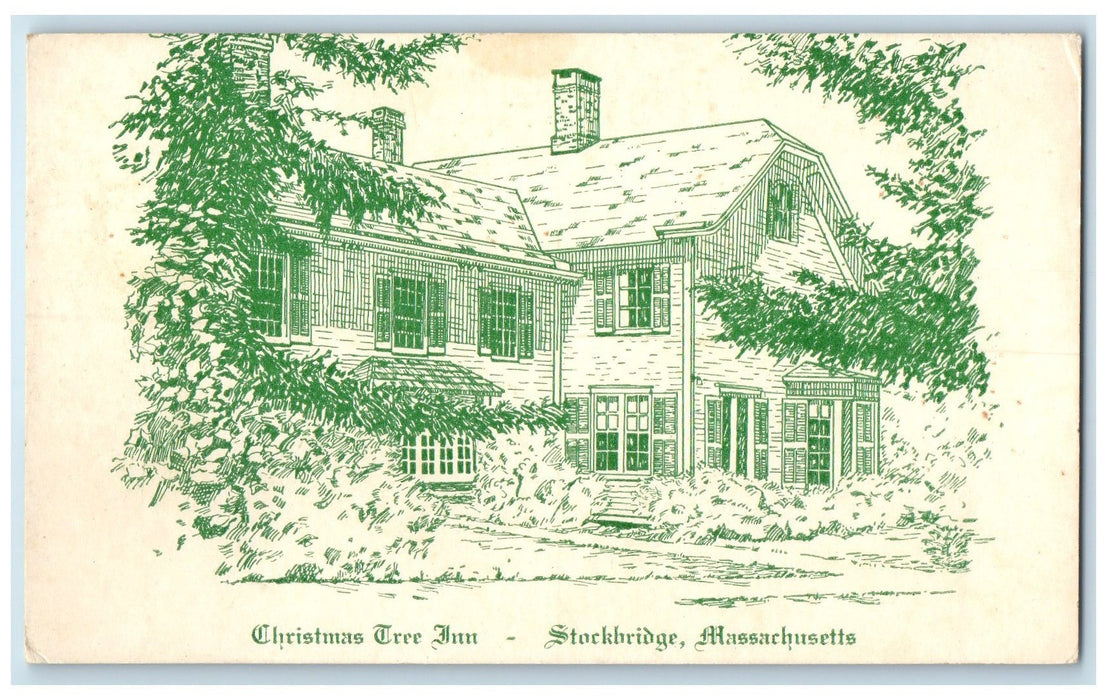 c1920's Christmas Tree Inn Restaurant View Stockbridge Massachusetts MA Postcard