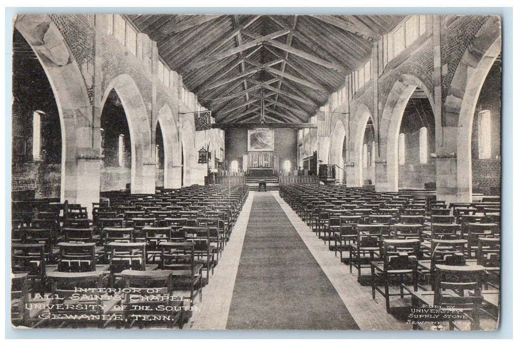 c1910's Interior All Saints Chapel University Of The South Sewanee TN Postcard