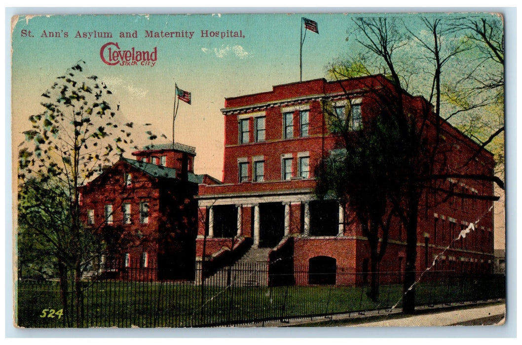 1917 St. Ann's Asylum And Maternity Hospital Cleveland Ohio OH Posted Postcard