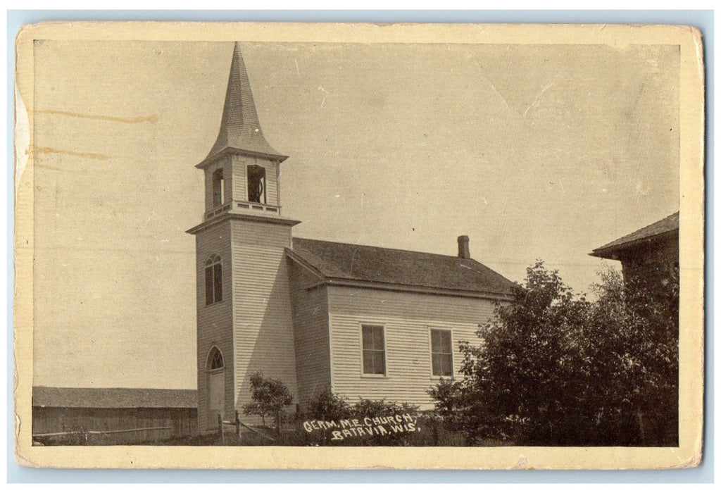 c1920's German Methodist Episcopal Church Building Batavia Wisconsin WI Postcard