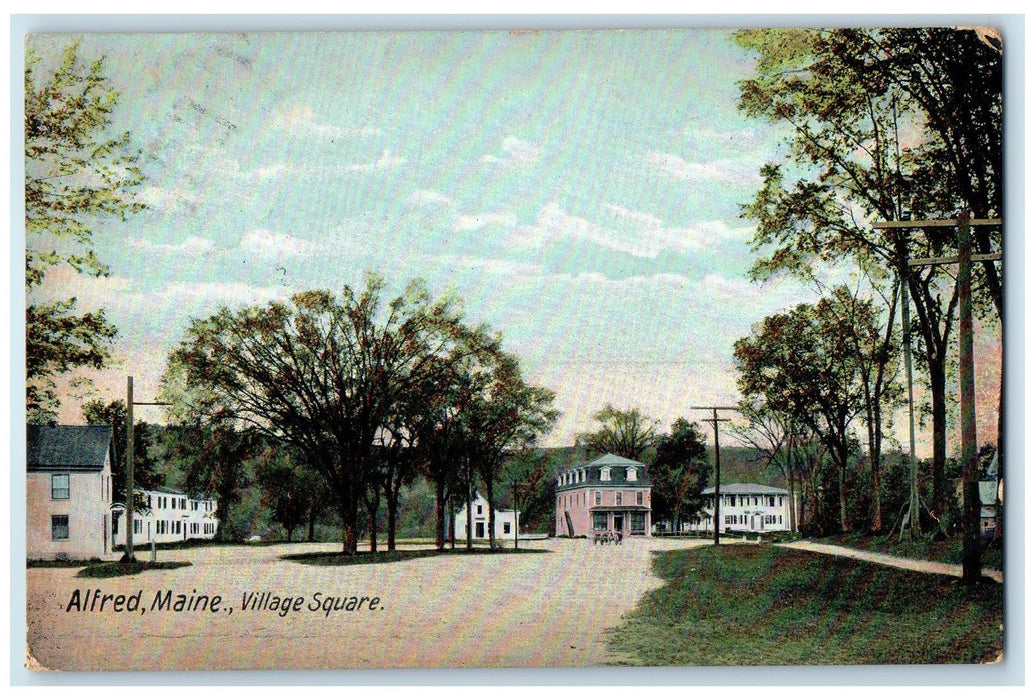 c1910's Village Square House Dirt Road Trees Alfred Maine ME Unposted Postcard