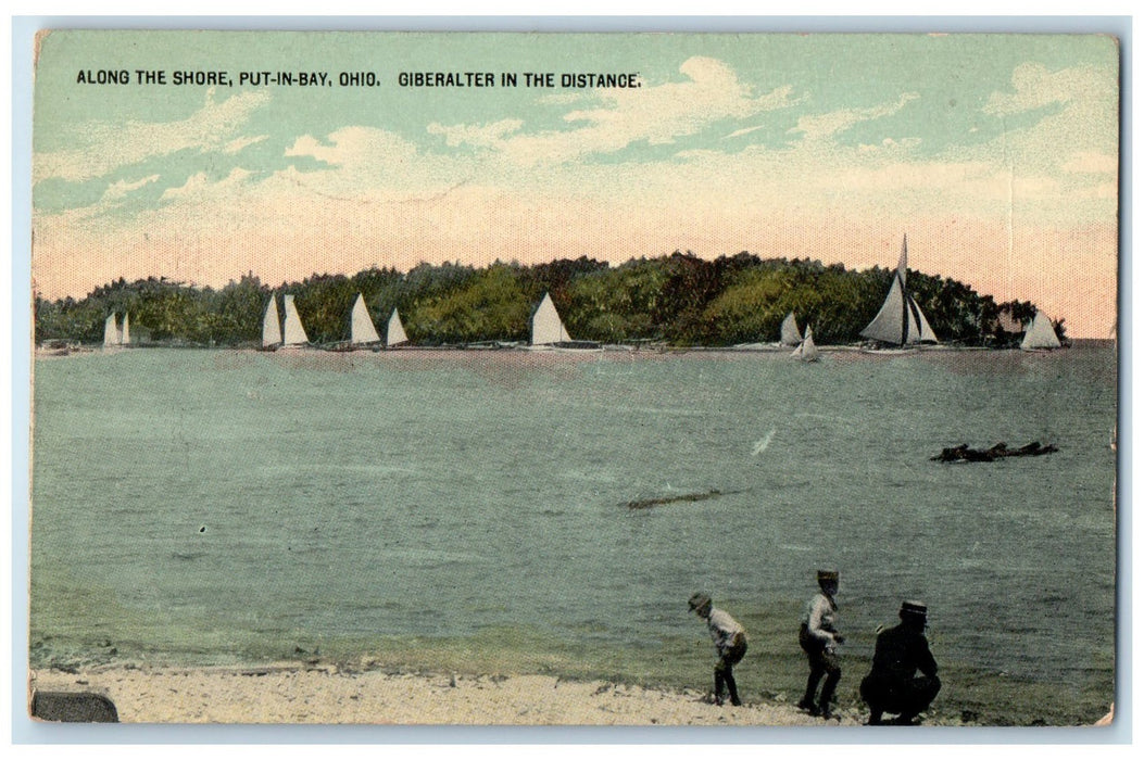 c1910's Along The Shore Giberalter In The Distance Put-In-Bay Ohio OH Postcard