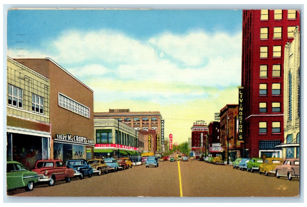 1961 Market Avenue Looking North Buildings Canton Ohio OH Posted Shops Postcard