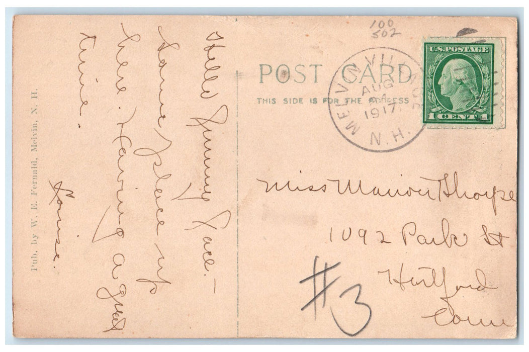 1917 Auto Road Near Dirt Road Forest Melvin New Hampshire NH Posted Postcard
