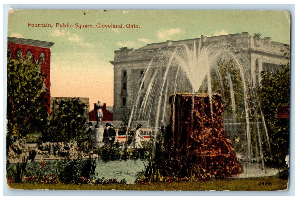 c1910's Fountain Public Square Cleveland Ohio OH Unposted Buildings Postcard