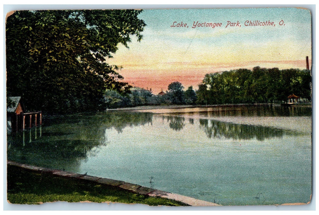 c1910's Lake Yoctangee Park Chillicothe Ohio OH Unposted Boat House Postcard