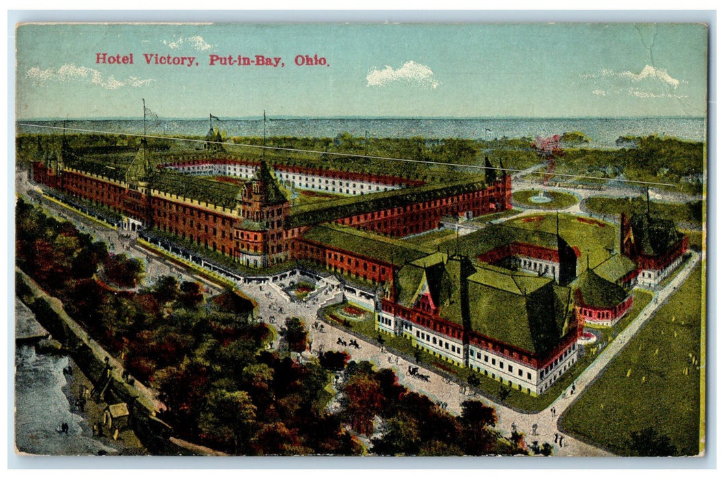 c1910's Bird's Eye View Of Hotel Victory Put-In-Bay Ohio OH Unposted Postcard