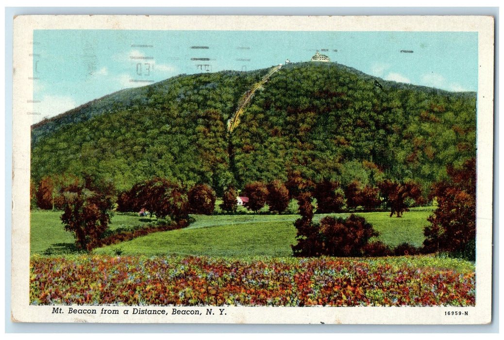 1949 Mt. Beacon From A Distance Road On Hills Beacon New York NY Posted Postcard