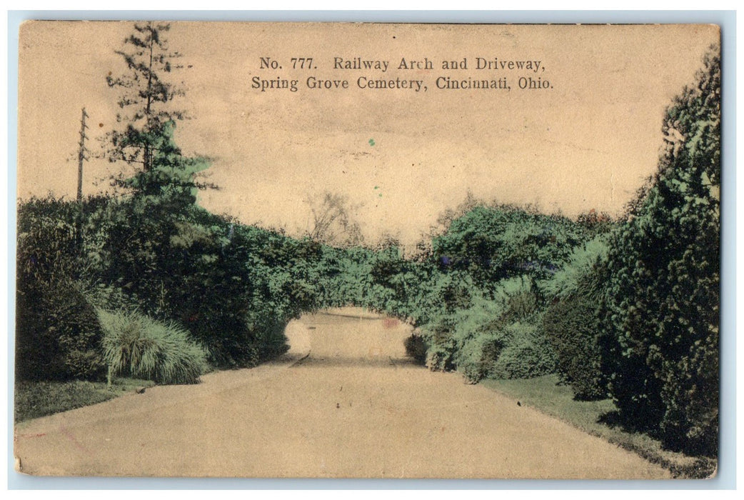 c1910s Railway Arch And Driveway Spring Grove Cemetery Cincinnati OH Postcard