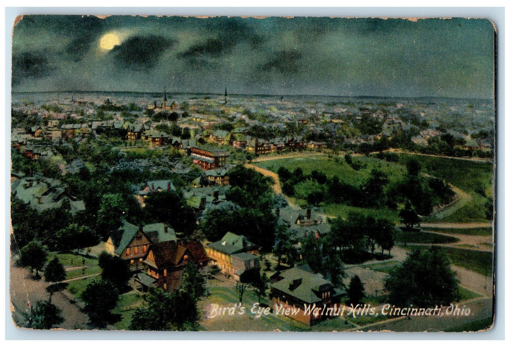 c1910s Bird's Eye View Of Walnut Hills Cincinnati Ohio OH Unposted Moon Postcard