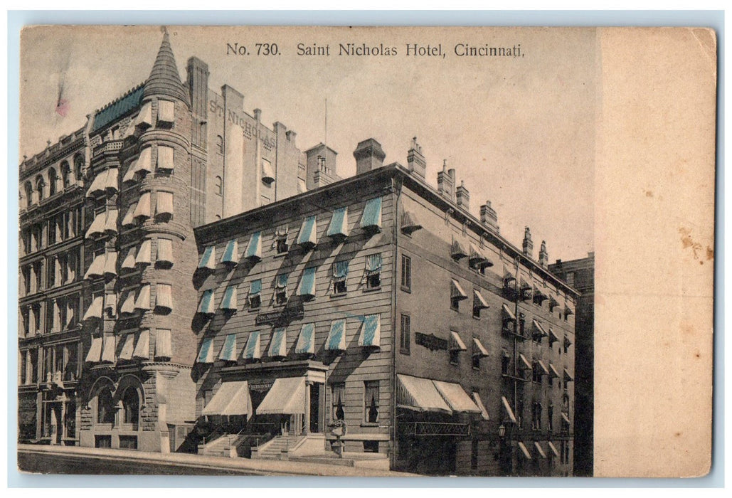 c1910's Saint Nicholas Hotel Exterior Scene Cincinnati Ohio OH Unposted Postcard