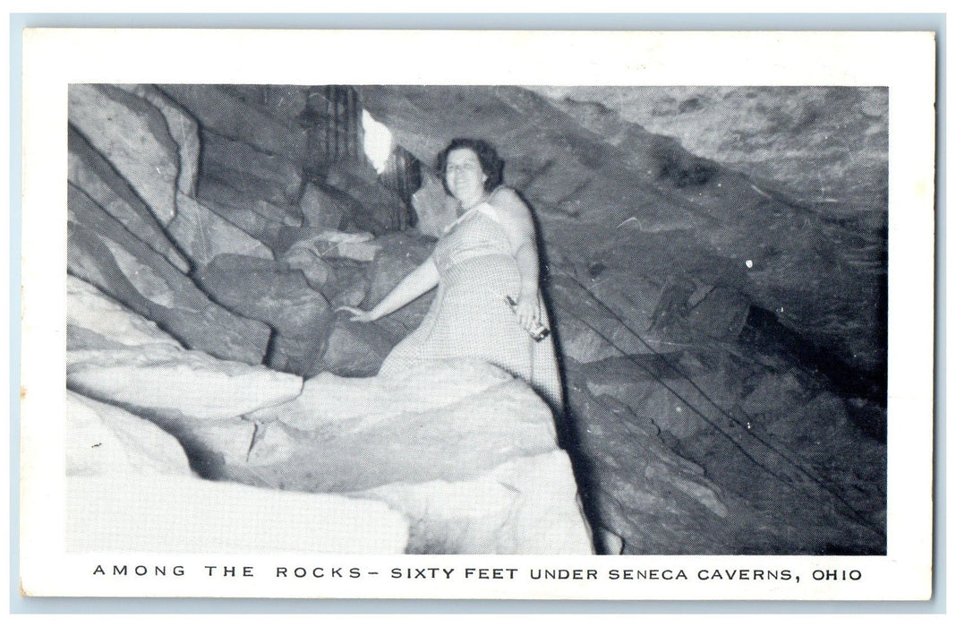 c1940s Among The Rocks Sixty Feet Under Seneca Caverns Bellevue Ohio OH Postcard