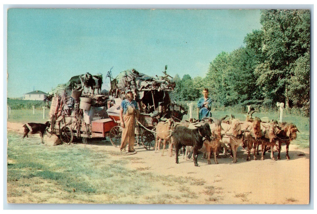 c1950's Chess McCartney's Goat Caravan View Jeffersonville Georgia GA  Postcard