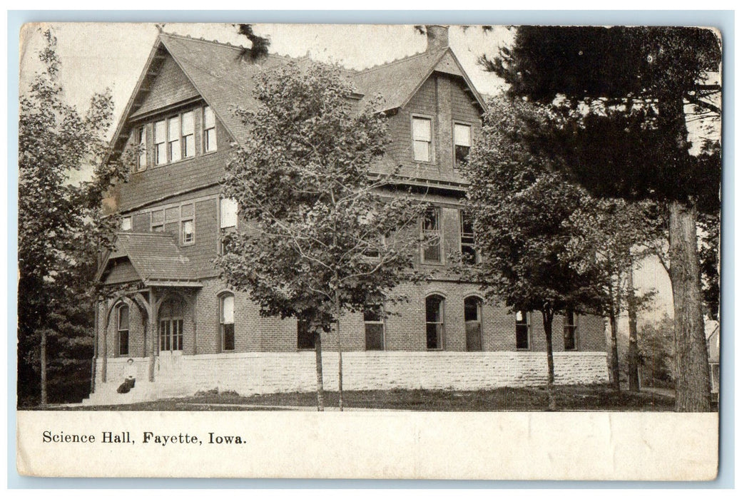 1910 Science Hall Building Lady Sits On Stairs Fayette Iowa IA Unposted Postcard