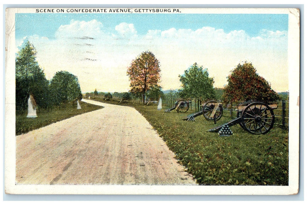 1923 Scene On Confederate Avenue View Gettysburg Pennsylvania PA Posted Postcard