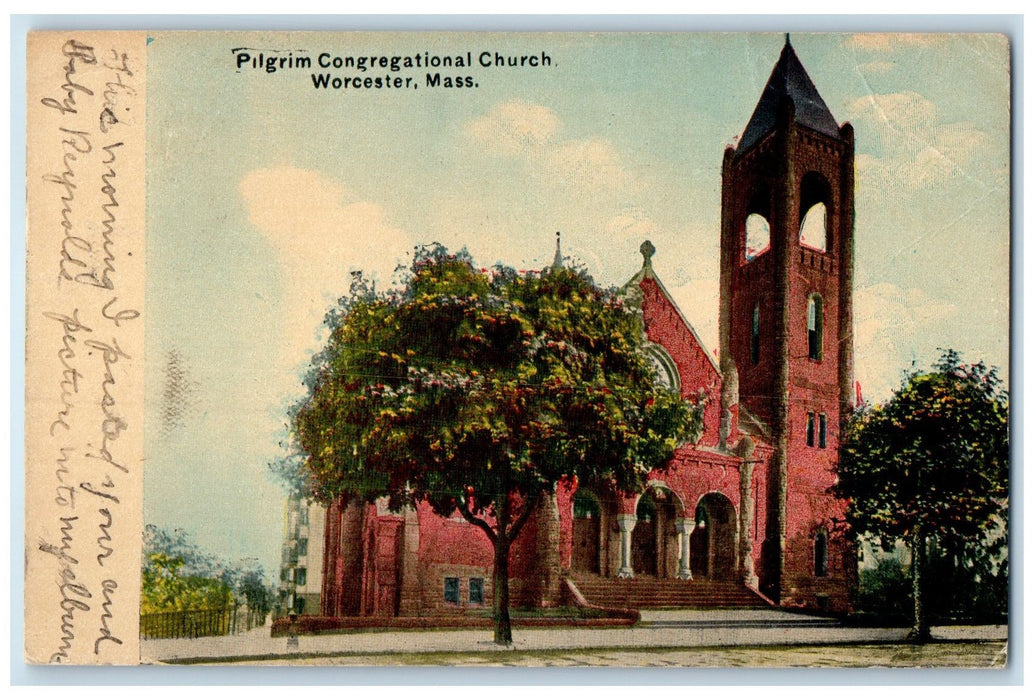 1912 Pilgrim Congregational Church Worcester Massachusetts MA Posted Postcard