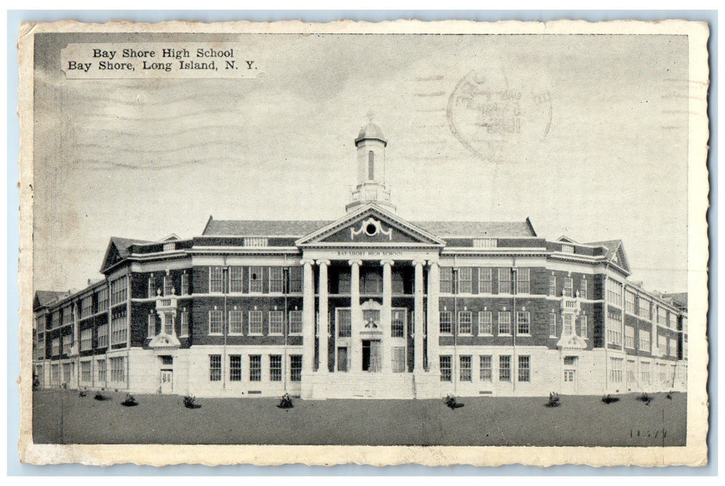 1945 Bay Shore High School Campus Bay Shore Long Island New York NY Postcard