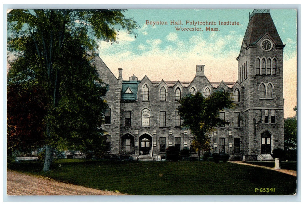 c1910's Boynton Hall Polytechnic Institute Worcester Massachusetts MA Postcard