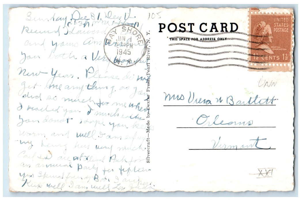 1945 Bay Shore High School Campus Bay Shore Long Island New York NY Postcard