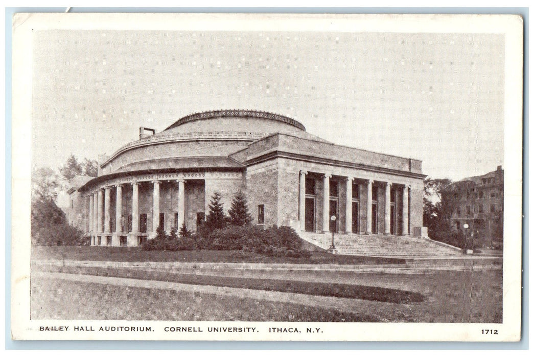 c1920's Bailey Hall Auditorium Cornell University Ithaca New York NY Postcard