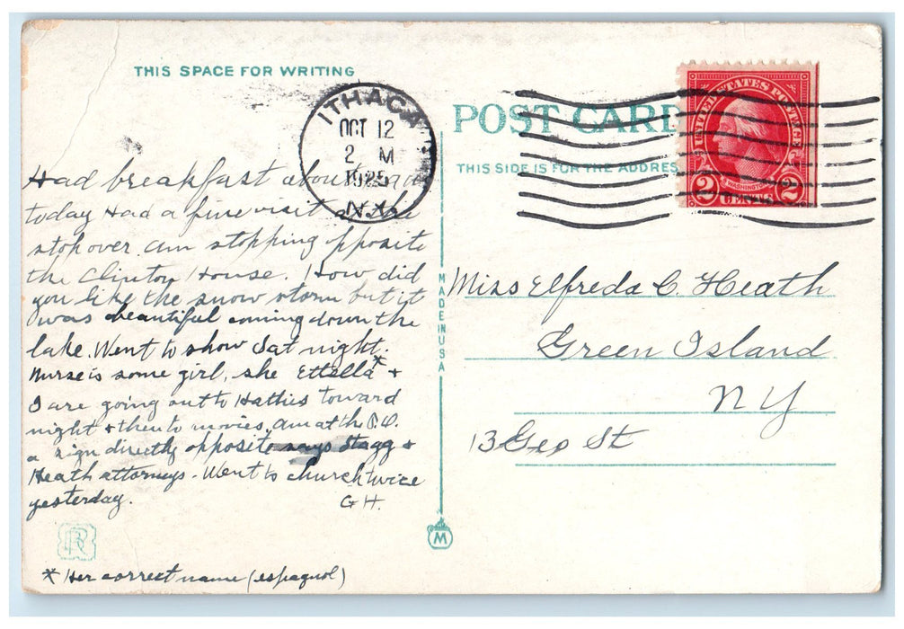 1925 Chemistry Building Cornell University Ithaca New York NY Posted Postcard