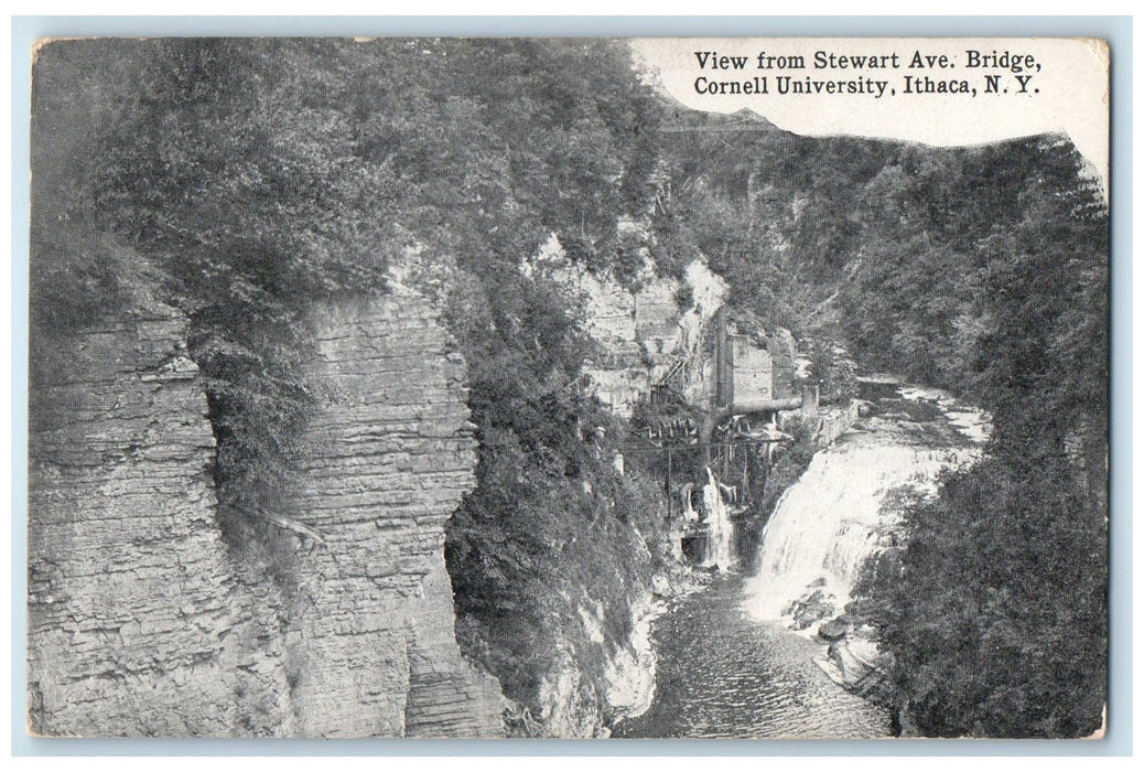 1921 View From Stewart Ave Bridge Cornell University Ithaca New York NY Postcard