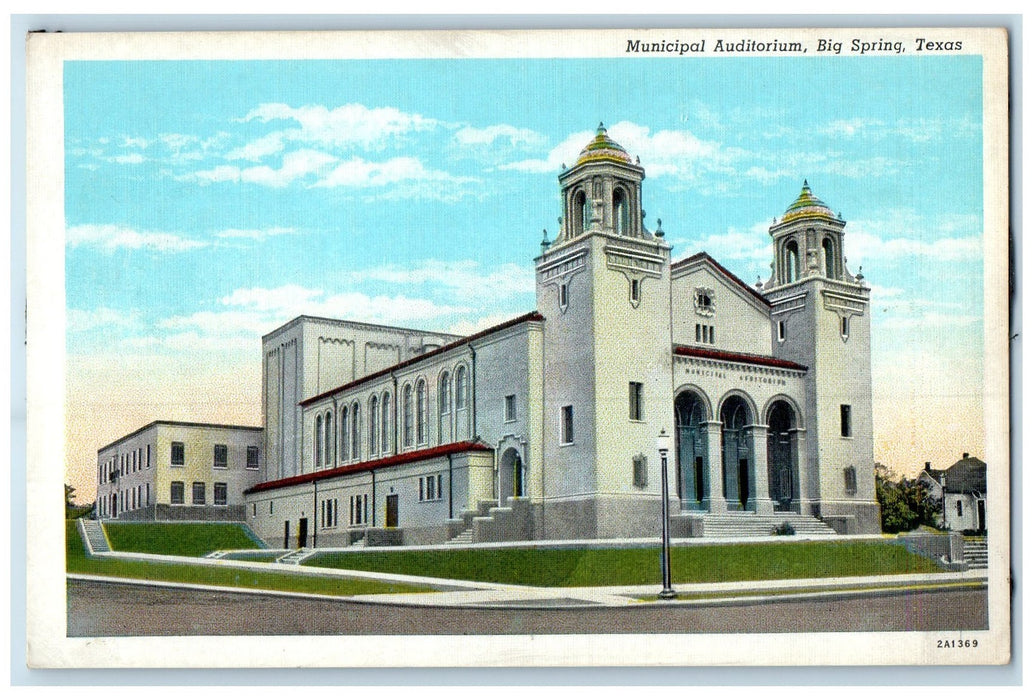 c1940's Municipal Auditorium Exterior Roadside Big Spring Tennessee TN Postcard