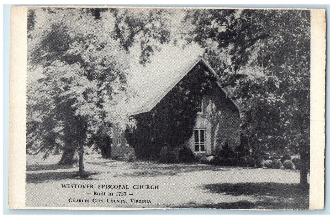 c1920 Westover Episcopal Church Building Chares City County Virginia VA Postcard