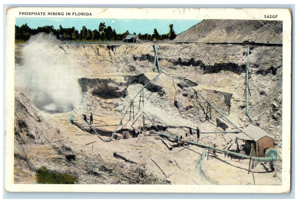 c1920's Phosphate Mining Miner Workers Blasting In Florida FL Unposted Postcard