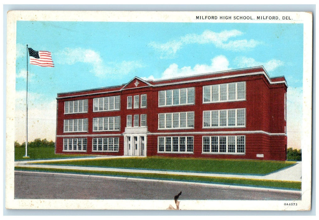c1920 Milford High School Campus Building Milford Delaware DE Unposted Postcard