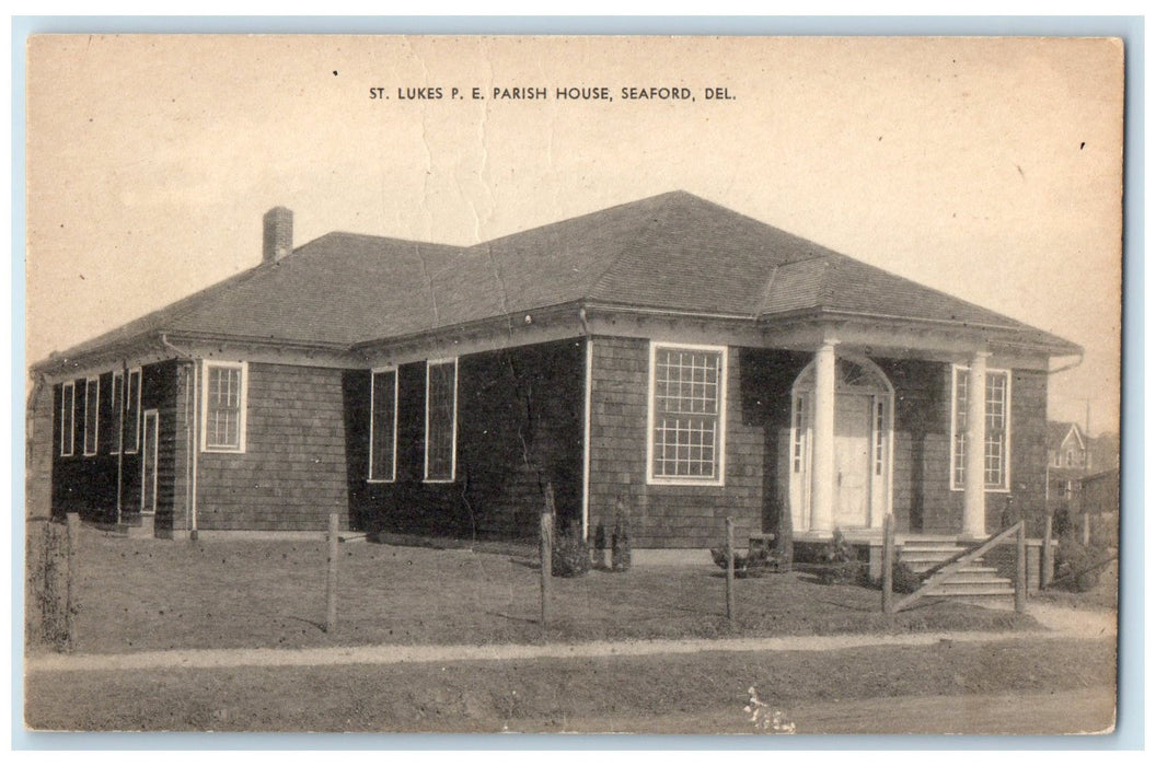 c1950's St. Lukes PE Parish House Roadside Seaford Delaware DE Unposted Postcard