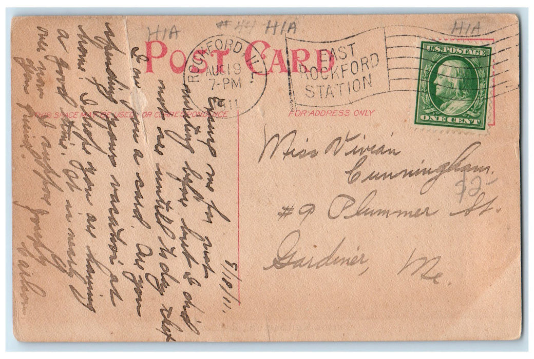1911 Burson Knitting Company Exterior Rockford Illinois IL Posted Cloud Postcard
