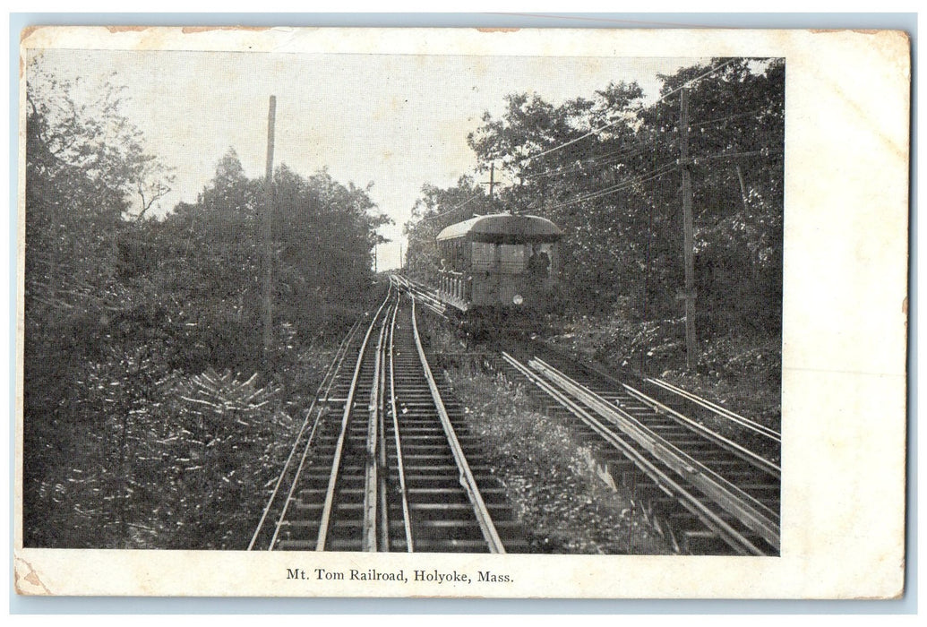 c1905 Mount Tom Railroad Trolley Forest View Holyoke Massachusetts MA Postcard