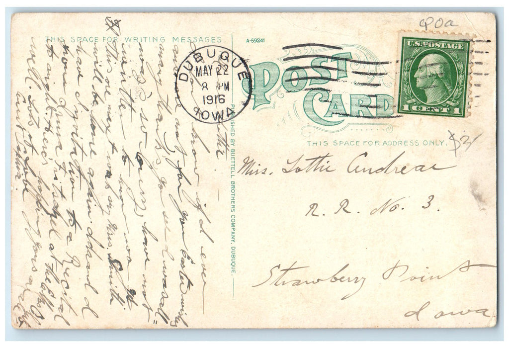 1916 Eagle Point Pagoda People Scene Dubuque Iowa IA Posted Vintage Postcard