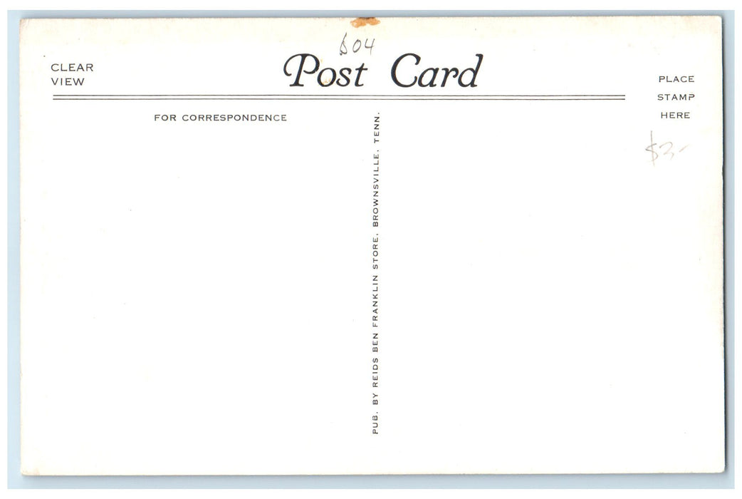 c1920s United States Post Office Brownsville Tennessee TN Unposted Flag Postcard
