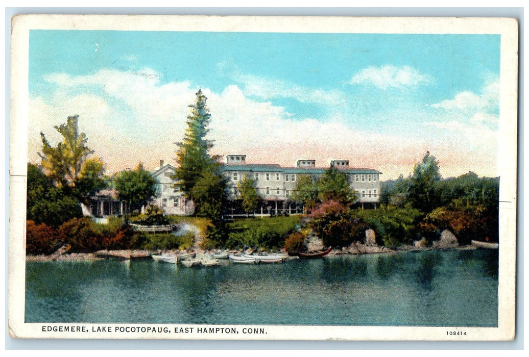 1935 Edgemere Lake Pocotopaug Docking Boats East Hampton Connecticut CT Postcard