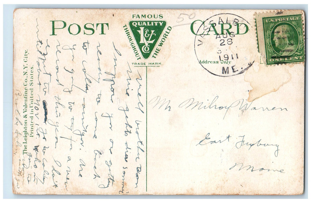 1911 The Willows Colby College Dirt Road Forest Waterville Maine ME Postcard