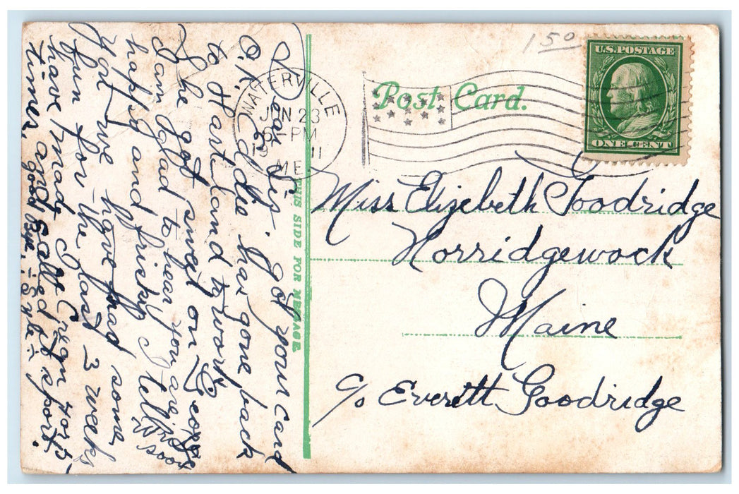 1911 Coburn Classical Institute Building Cannon Waterville Maine ME Postcard