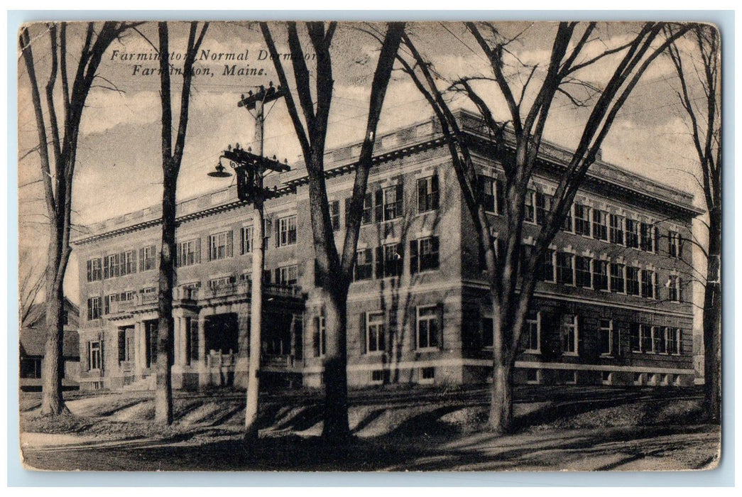 1920 Farmington Normal Dormitory Building Farmington Maine ME Posted Postcard