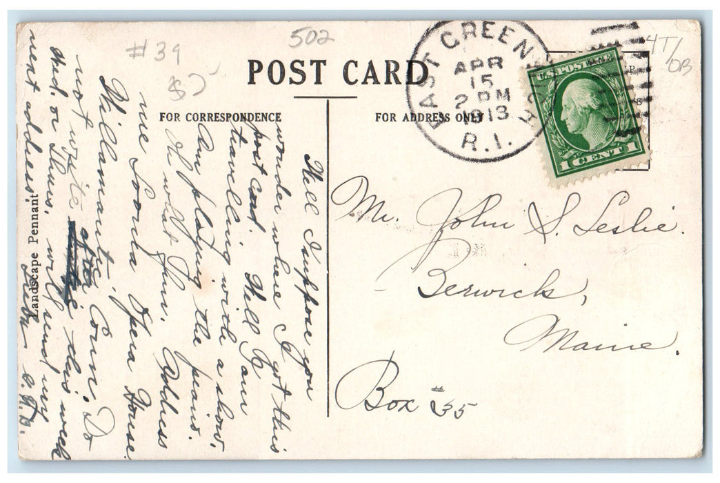 1913 You Can Have A Jolly Time In East Greenwich Rhode Island RI Posted Postcard