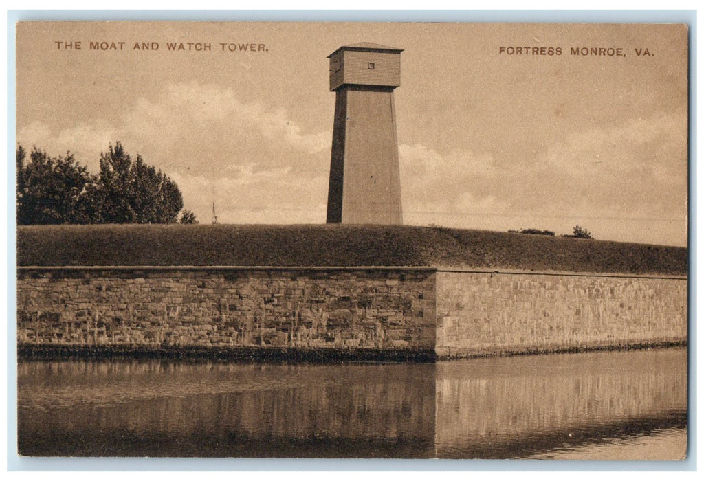 1911 The Moat & Watch Tower Pond Fortress Ground Monroe Virginia VA Postcard