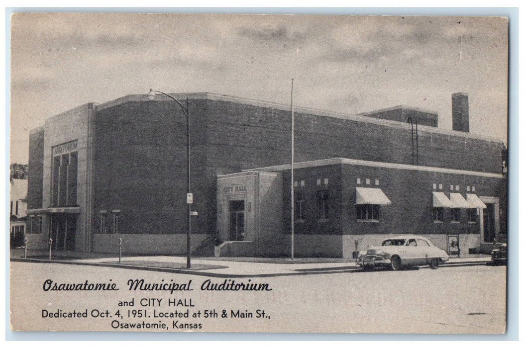 1998 Osawatomie Municipal Auditorium And City Hall Osawatomie Kansas KS Postcard