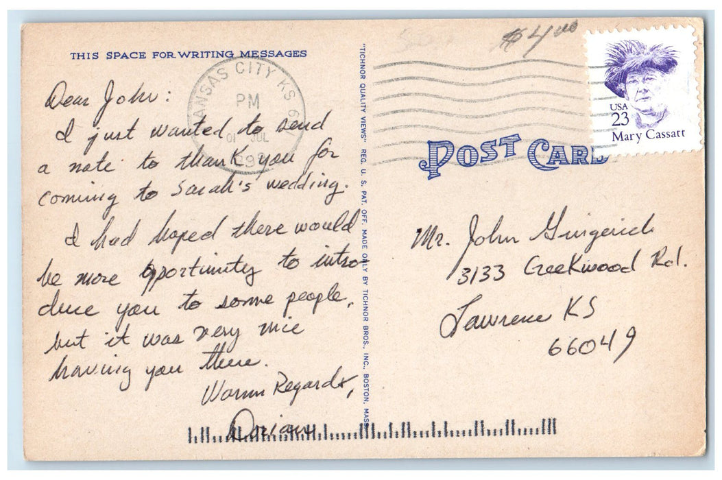 1998 Osawatomie Municipal Auditorium And City Hall Osawatomie Kansas KS Postcard