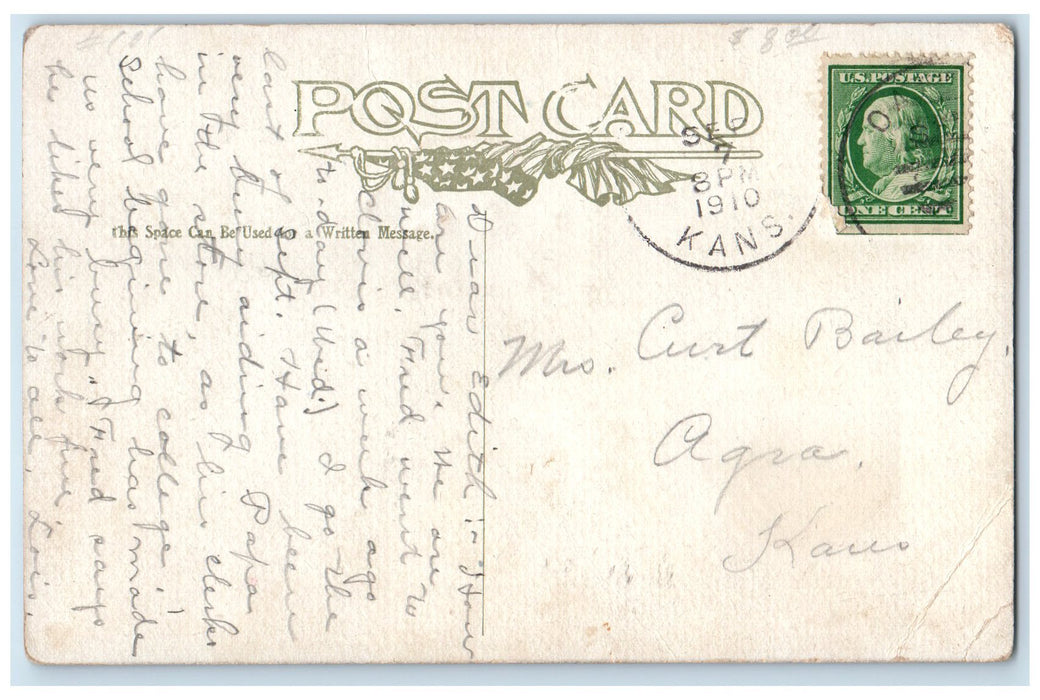 1910 Part Of Main Street East Side Exterior Oakley Kansas KS Carriages Postcard