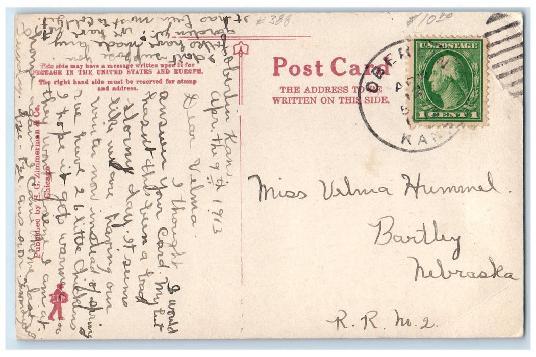 1913 Oberlin Mercantile Block Department Store Oberlin Kansas KS Posted Postcard