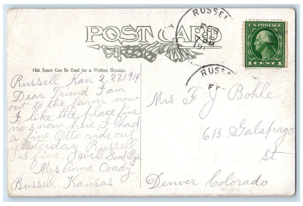1914 Part Of Main Street East Side Shops Scene Oakley Kansas KS Posted Postcard