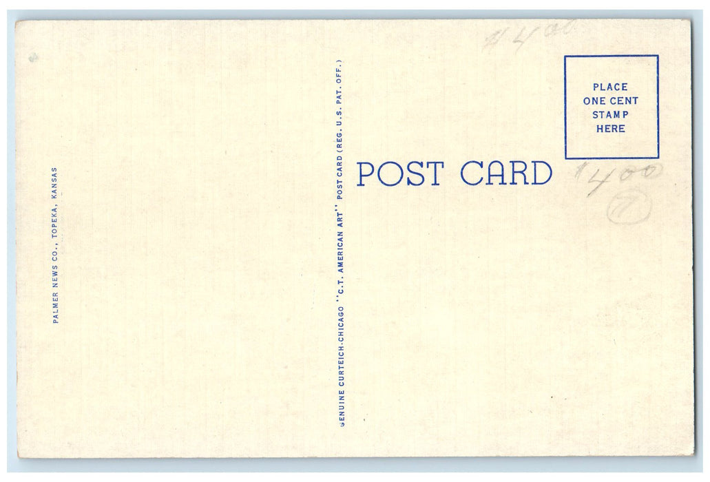 c1940's Forest Park Swimming Pool People Bathing Ottawa Kansas KS Trees Postcard